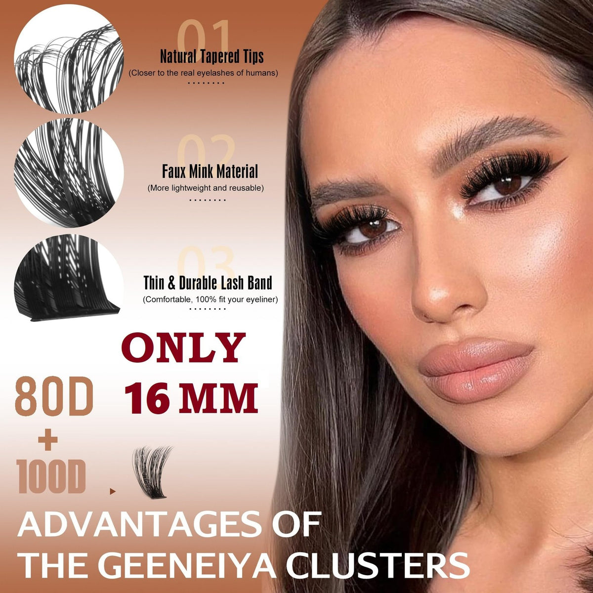 16MM Volume Lash Clusters Kit DIY Eyelash Extensions D Curl Black