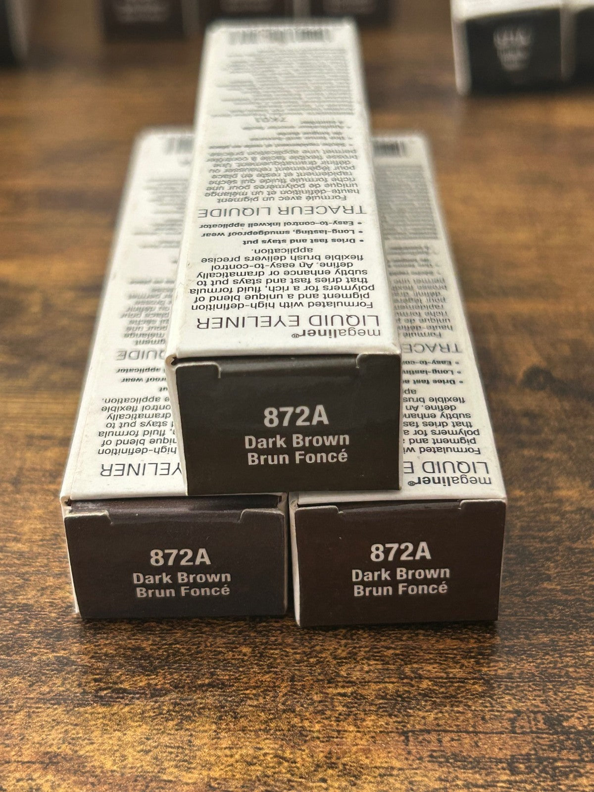Liquid Eyeliner Dark Brown 872A - 3 Pack, Fine Tip, Fast-Drying Makeup
