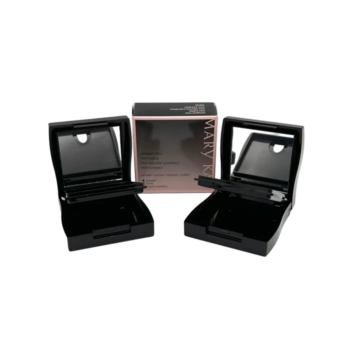 Mini Makeup Compact with Mirror - Unfilled Black Lot of 2 Discontinued
