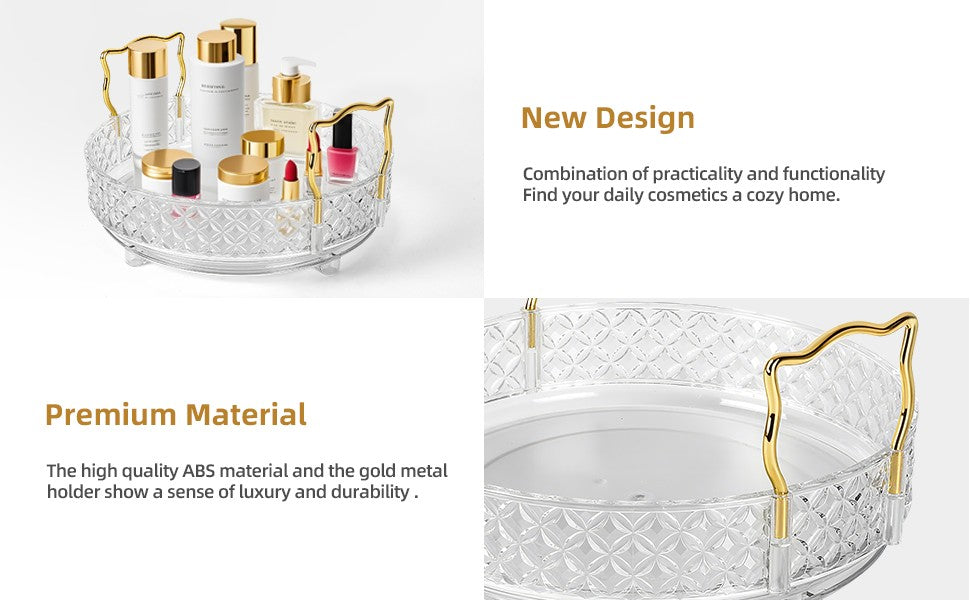 360° Rotating Makeup Organizer with 3 Tiers for Vanity and Bathroom Counter