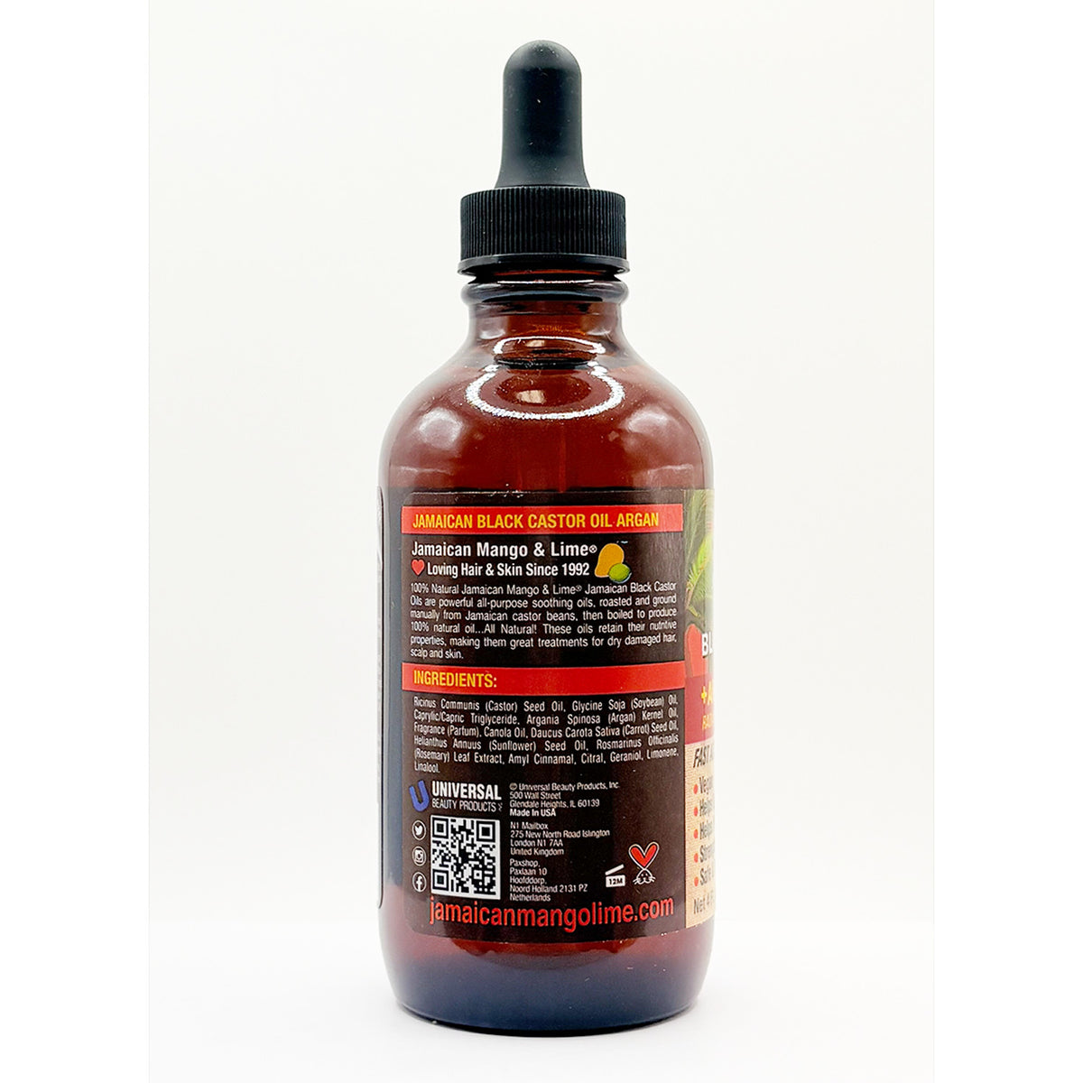 Natural Black Castor Oil with Argan Oil for Hair & Skin - 4oz