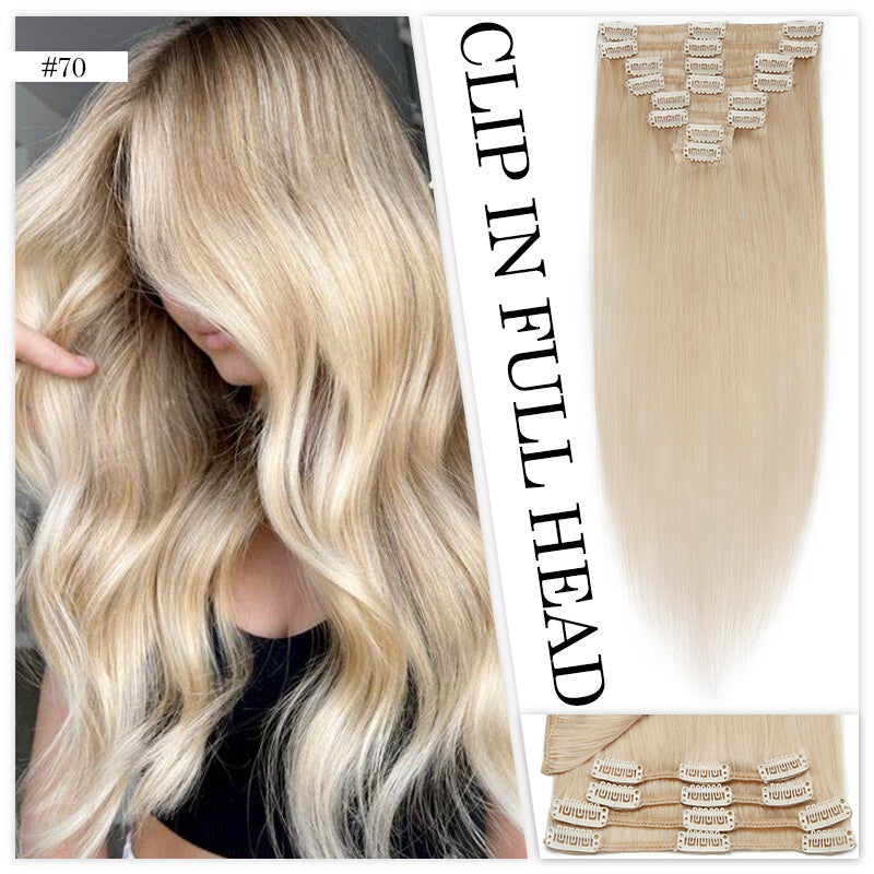 Clip in Hair Extensions 100% Remy Human Hair Full Head Set - Straight Styles
