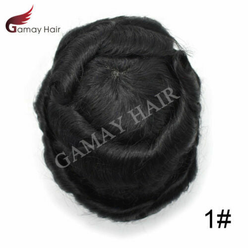 French Lace Front Mens Hair Toupee with Poly PU Base - Natural Hair Replacement System