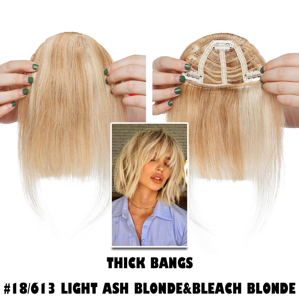 Clip-In Thick Fringe Bang Hair Extensions for Women - Remy Human Hair