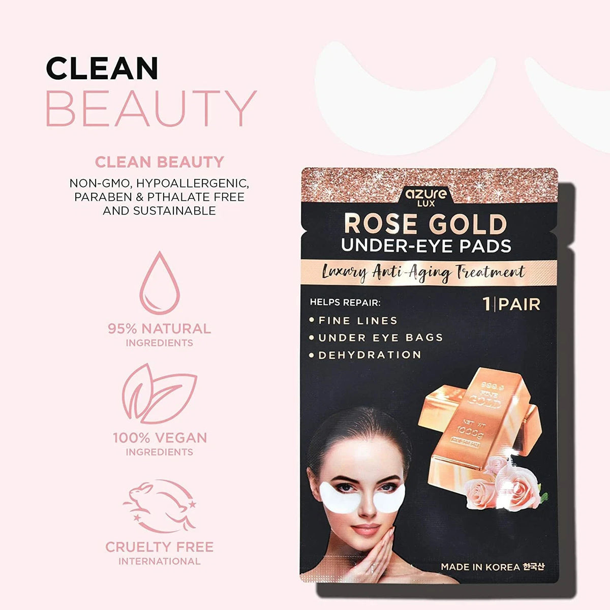 24K Gold & Caviar Face Mask & Rose Gold Under-Eye Pads - 8pc Bundle