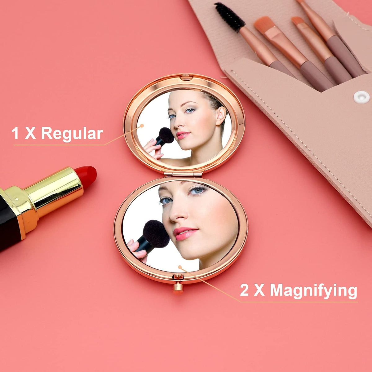 Religious Compact Mirror for Women - Bible Verse Gift, Rose Gold