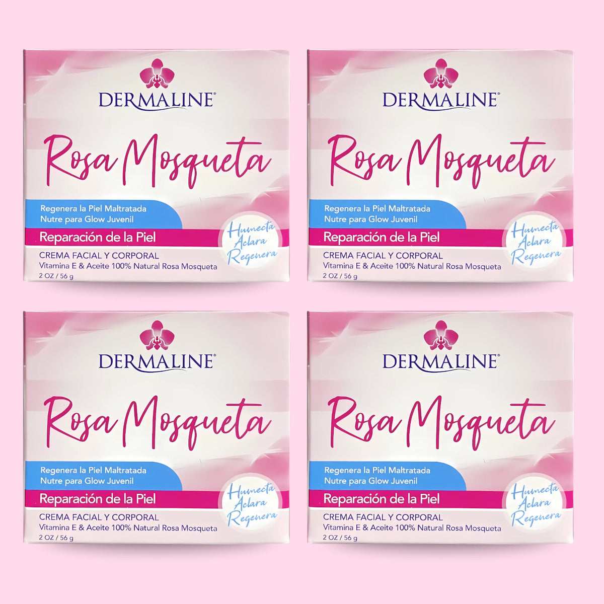 Rosehip Face & Body Moisturizer - Hydrating Cream with Vitamin E - 2 oz (4 Pack)