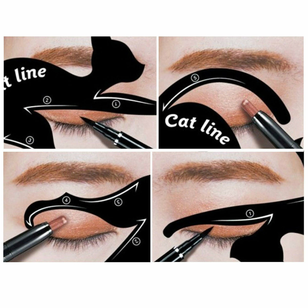 Cat Eyeliner & Eyeshadow Stencil Set with Multiple Effects - 2/4/6 Pack