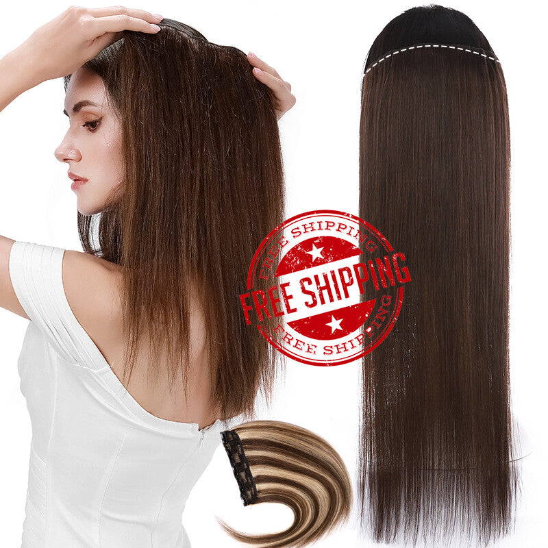 Natural Clip-In Hair Extensions with Balayage Color - Long & Thick One Piece