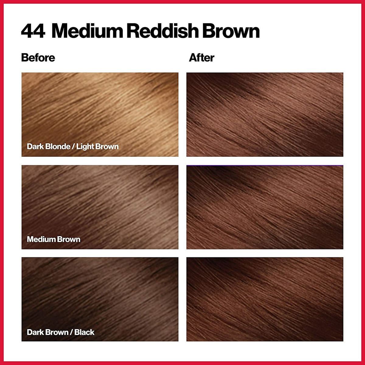 Revlon Colorsilk Beautiful Color Permanent Hair Dye 44 Medium Reddish Brown 6-Pack
