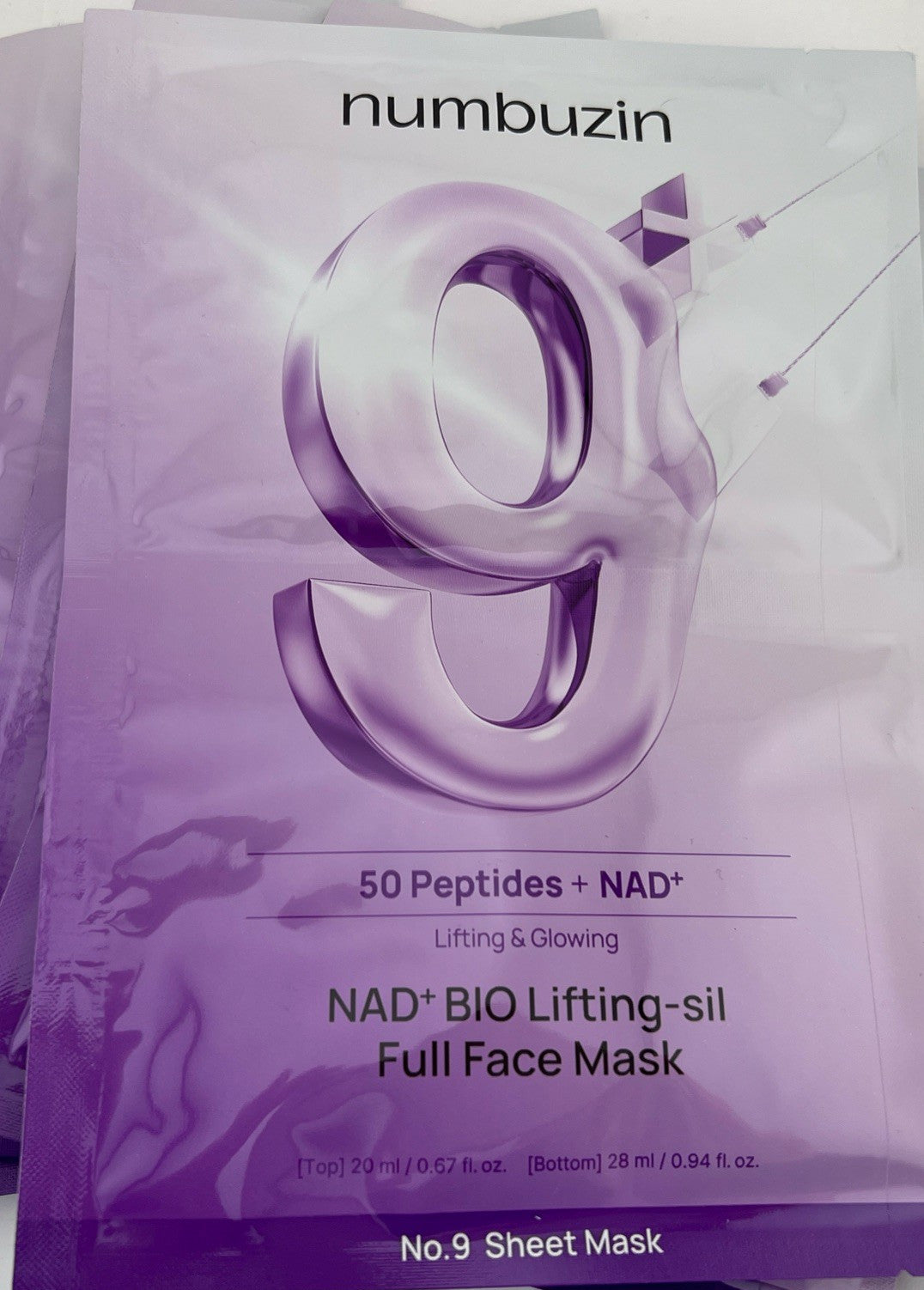 Numbuzin No.9 NAD+ Bio Lifting Sheet Masks, 2-Pack