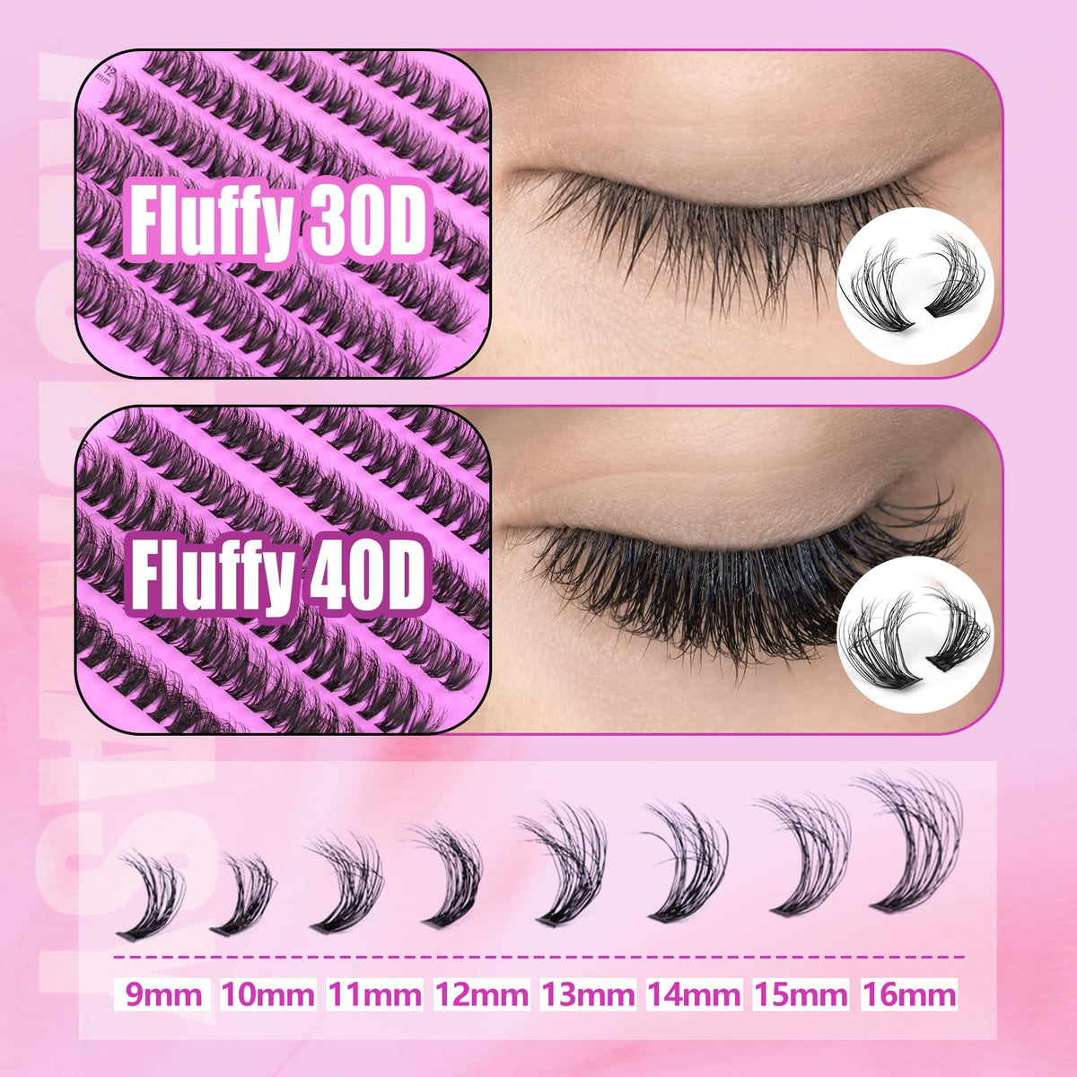 Fluffy Lash Clusters Kit 280PCS Wispy Natural Look DIY Eyelash Extensions