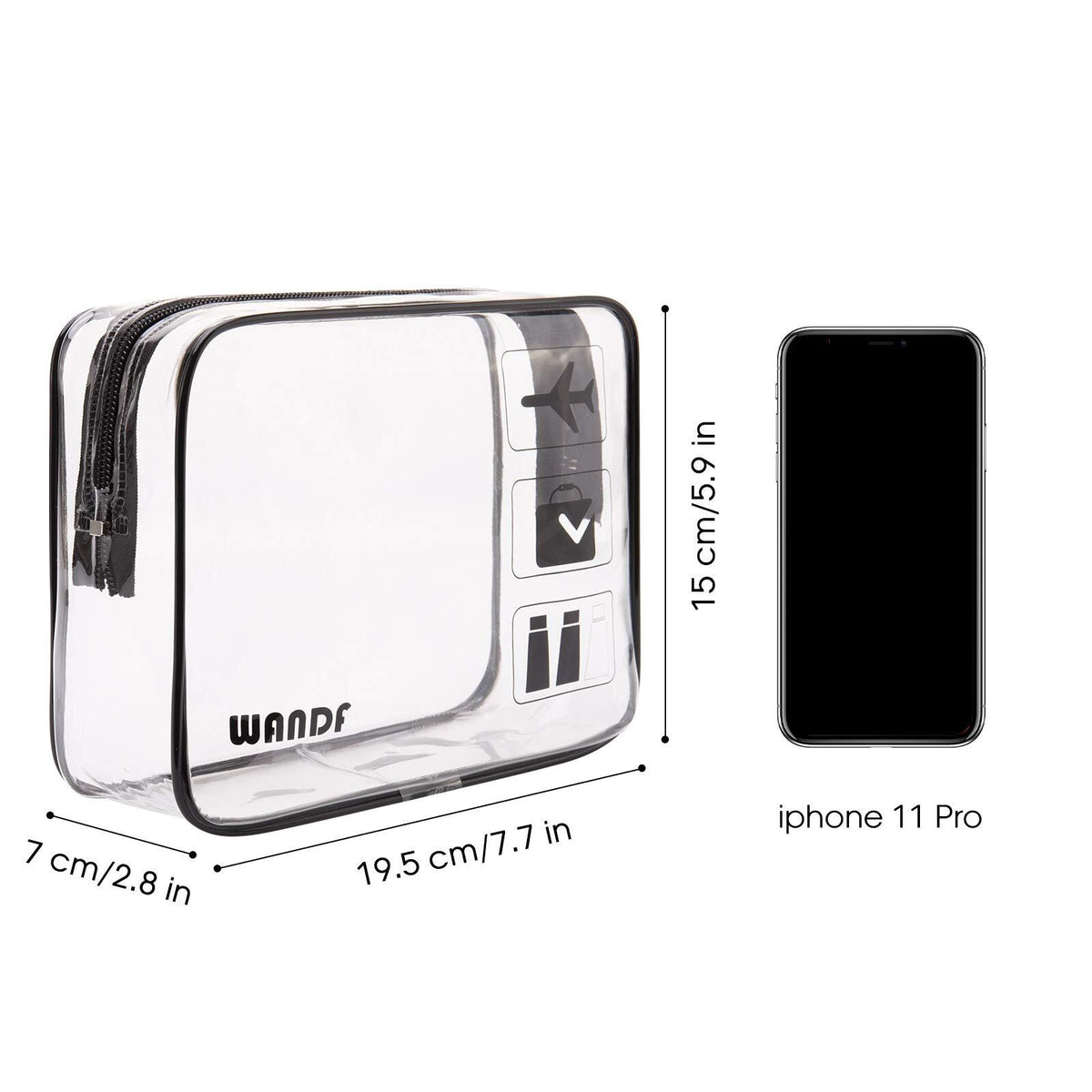 Clear Travel Toiletry Bag TSA Approved Waterproof Makeup Organizer 2 Pack
