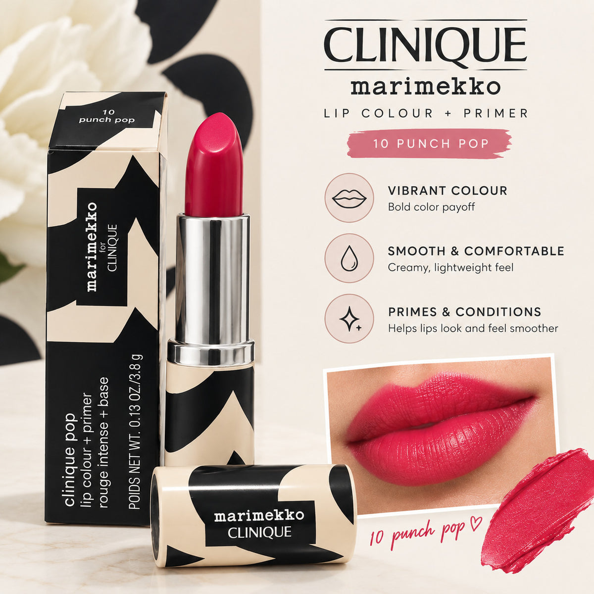 Lip Color and Primer Stick - Long-Lasting Hydrating Lip Makeup #10 Punch Pop