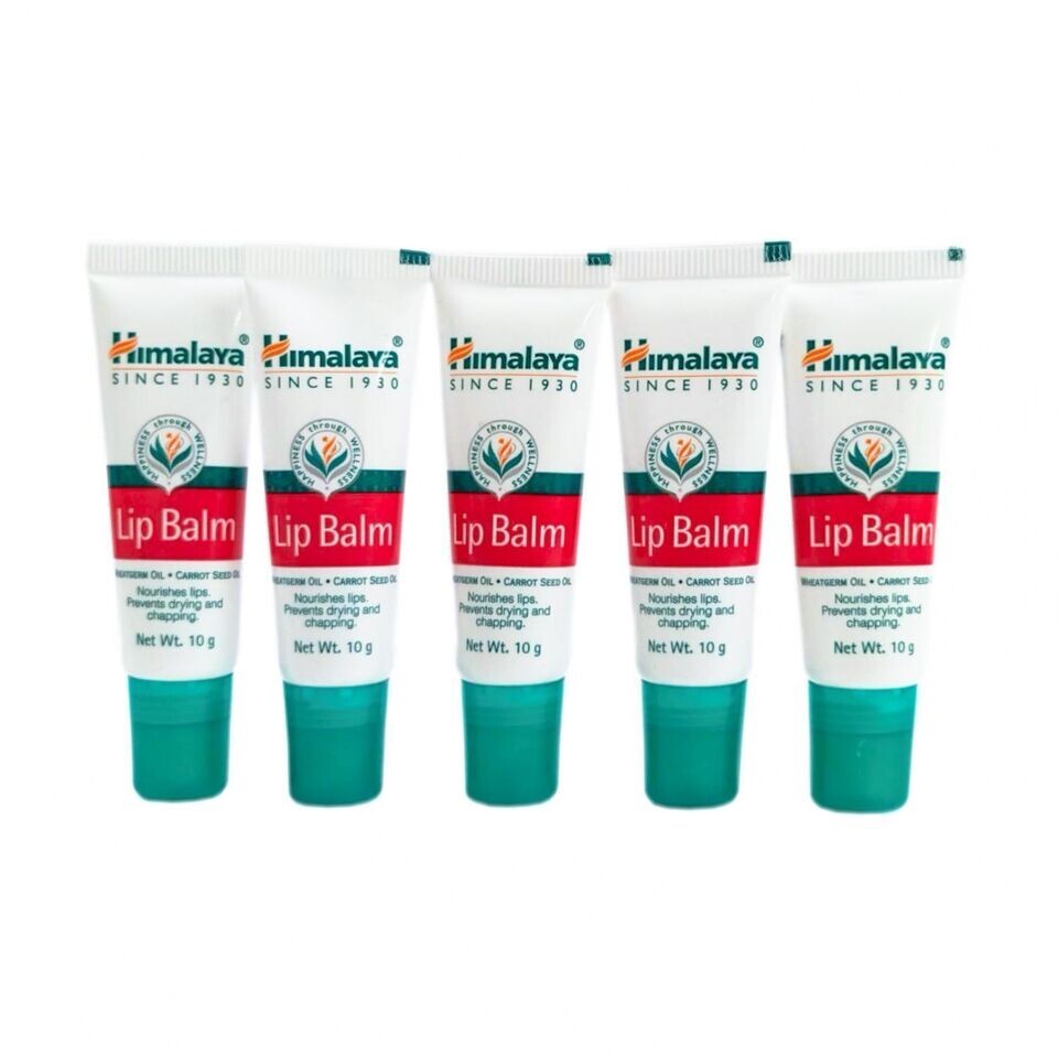 Himalaya Herbal Lip Balm Set - Wheatgerm & Carrot Seed Oil 10g, 5 Pieces
