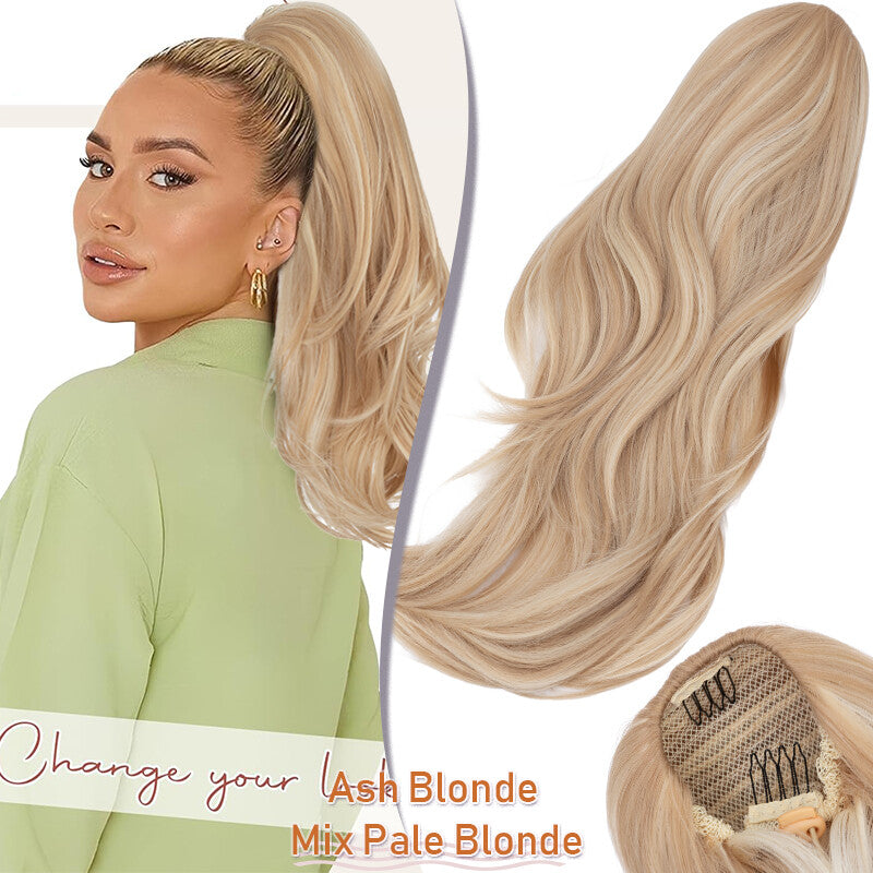 Drawstring Ponytail Hair Extension with Layered Wavy Texture - Thick & Natural-Looking