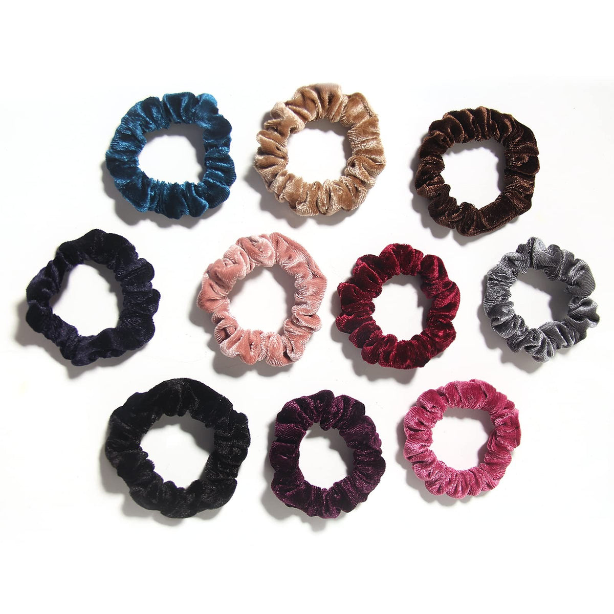 Pack of 10 Small Velvet Scrunchies for Women Count (Pack 1), Mix