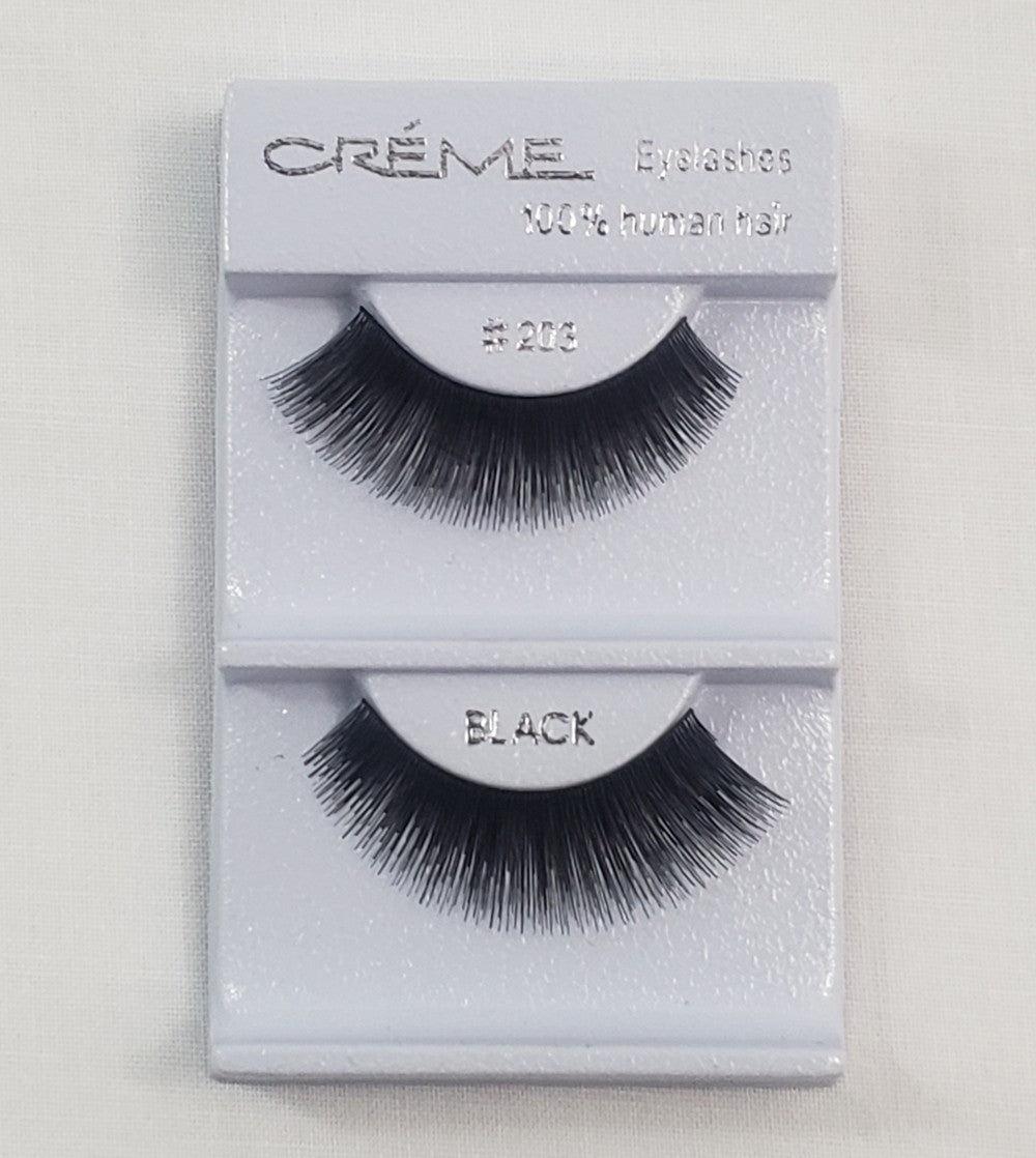 12 Pack Human Hair False Eyelashes Natural Touch #203 Lightweight Handmade