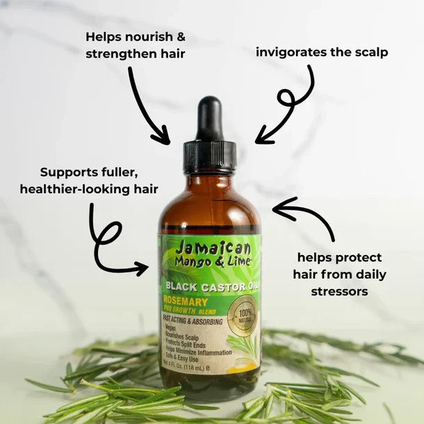 Black Castor Oil with Rosemary for Hair & Skin - 4oz Natural Moisturizer