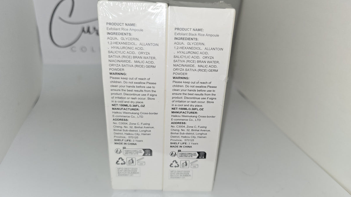 2 Pack Exfoliant Black Rice Ampoule Niacinamide 3.38 oz Ea Exp 08/28
