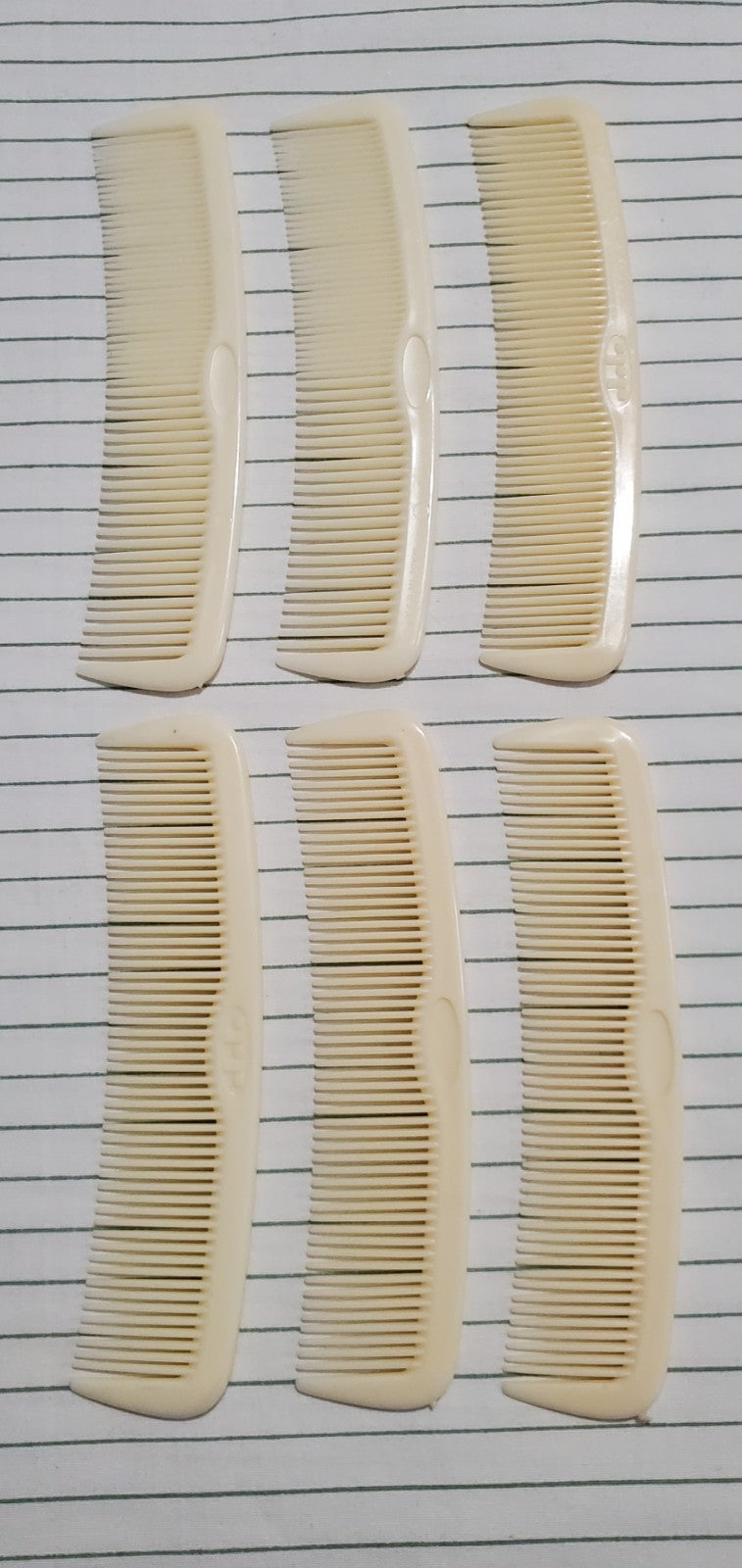Vintage Tip Top Unbreakable Hair Combs Set - 6 Beige 5-Inch Collectible