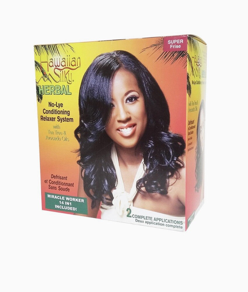 Herbal No-Lye Relaxer Kit - Hair Permanent Treatment (2 Pack)