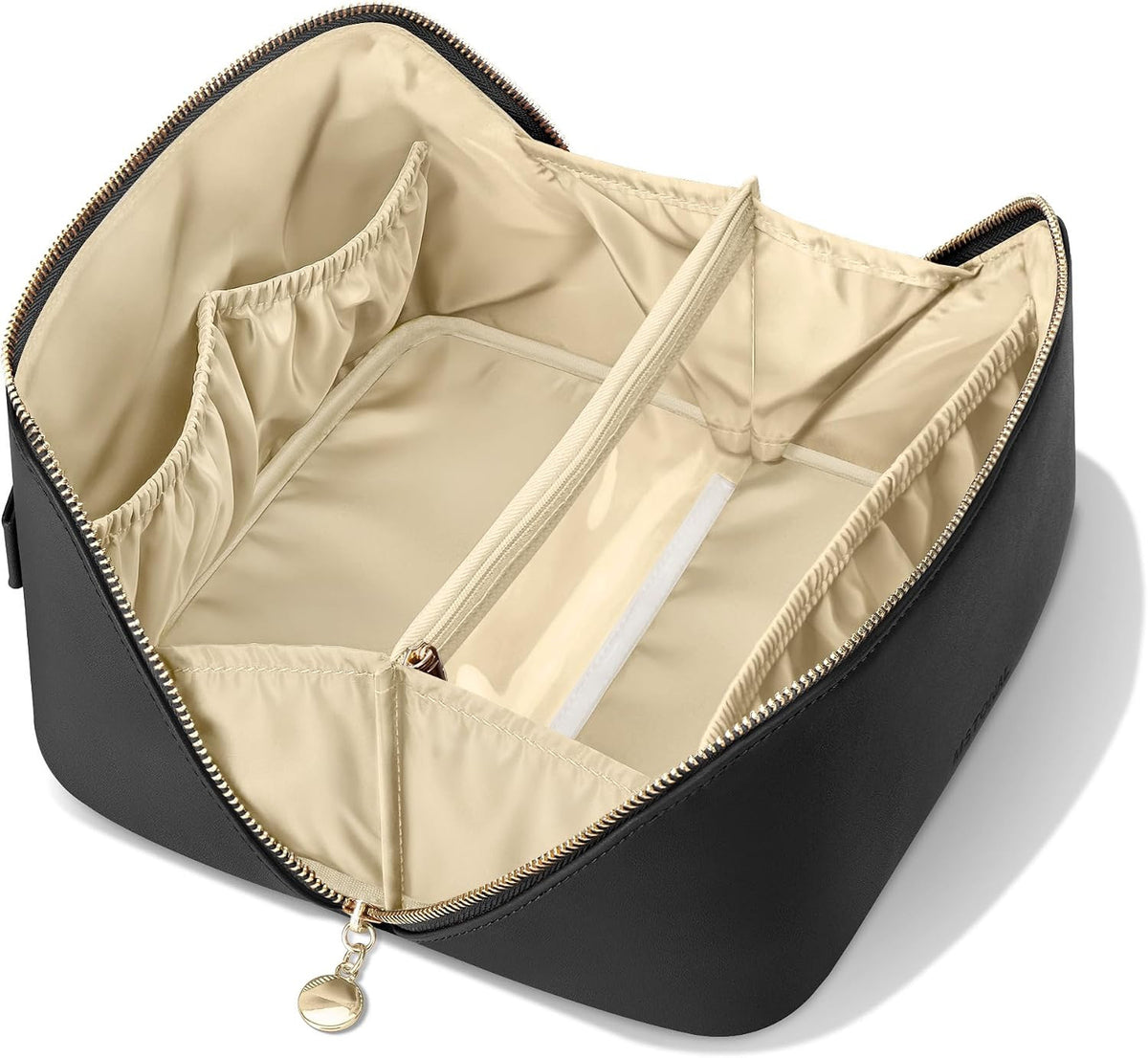 Travel Makeup Bag with Flat Design, Waterproof Cosmetic Organizer for Women