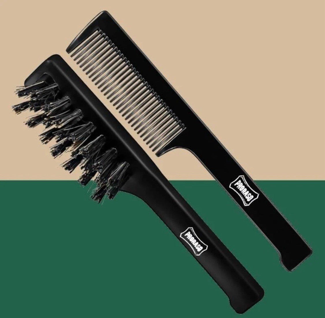 Travel Mustache Comb and Beard Brush Set - Compact Facial Grooming Kit