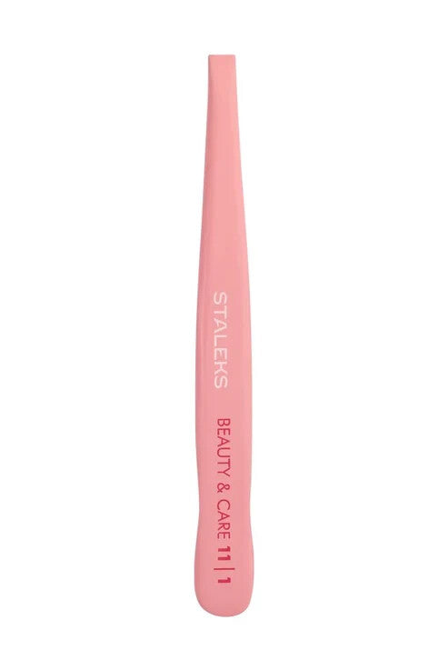 Eyebrow Tweezers with Slanted Edges - Pink Stainless Steel, Precision Grooming
