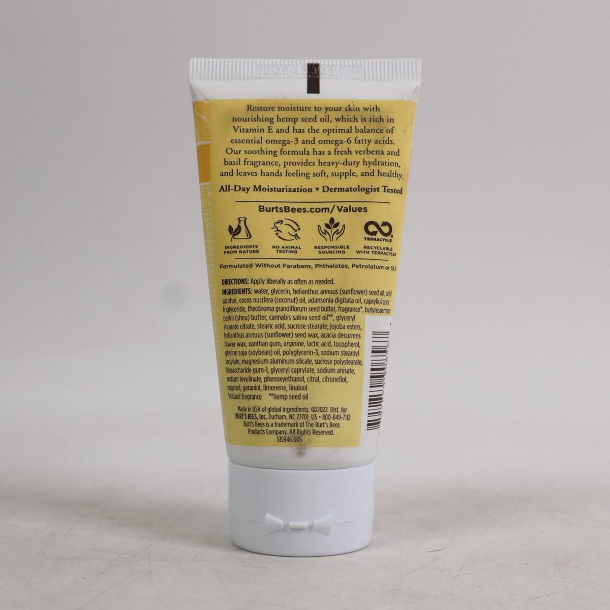 2 PACK Burt's Bees Hemp Hand Cream 2.5 oz Dry Skin w/ Seed Oil