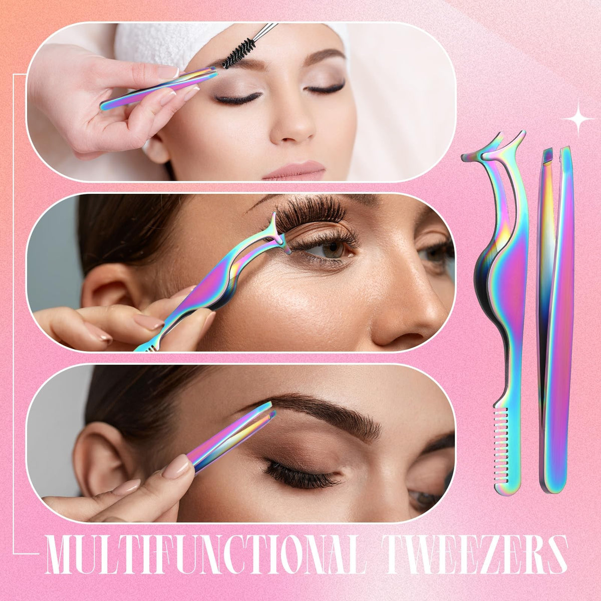 5-Piece Lash Applicator Tool Set with Tweezers, Brush & Storage Box