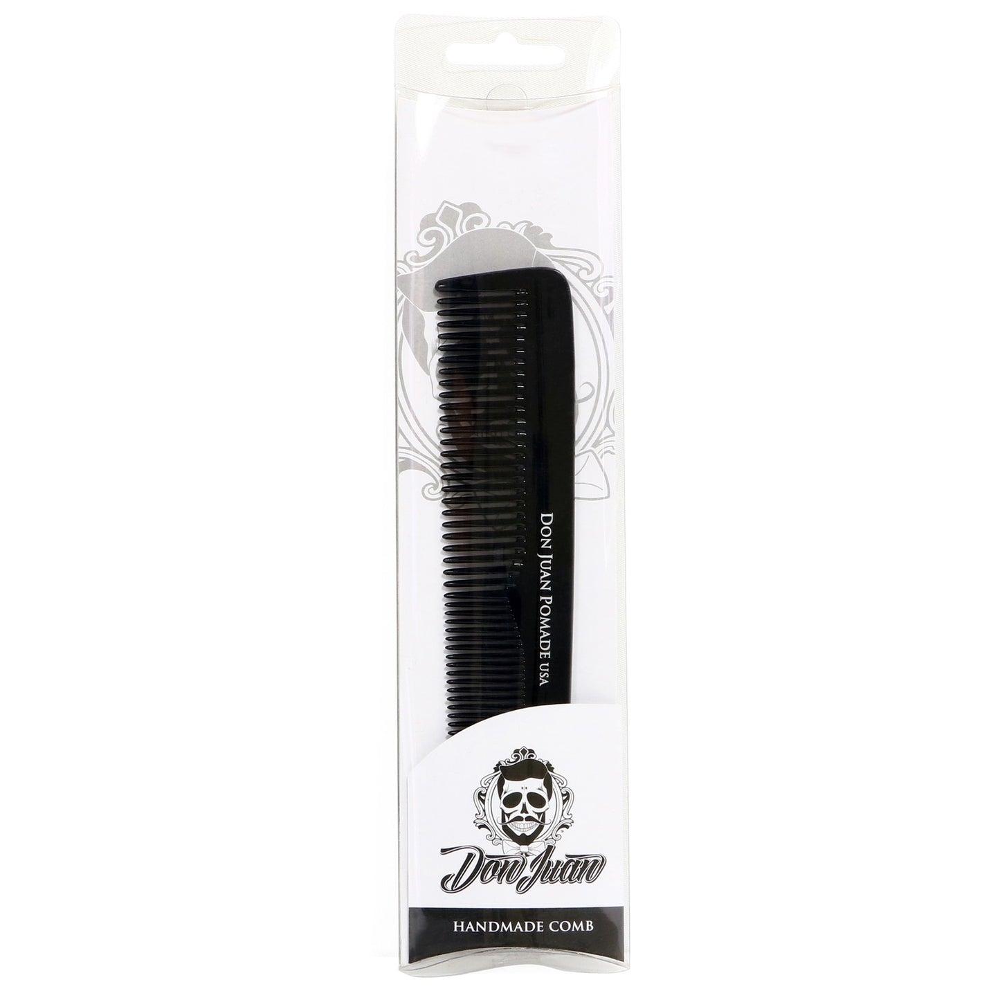 7-Inch Black Graduated Hair Dressing Comb Handmade Coarse & Fine Teeth