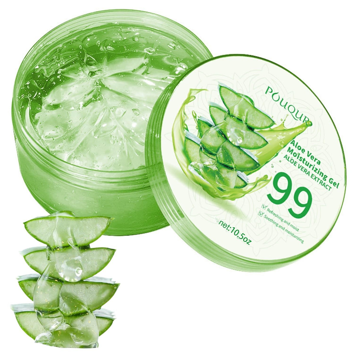 Organic Pure Aloe Vera Gel - Soothing Cooling for Sunburn Relief &