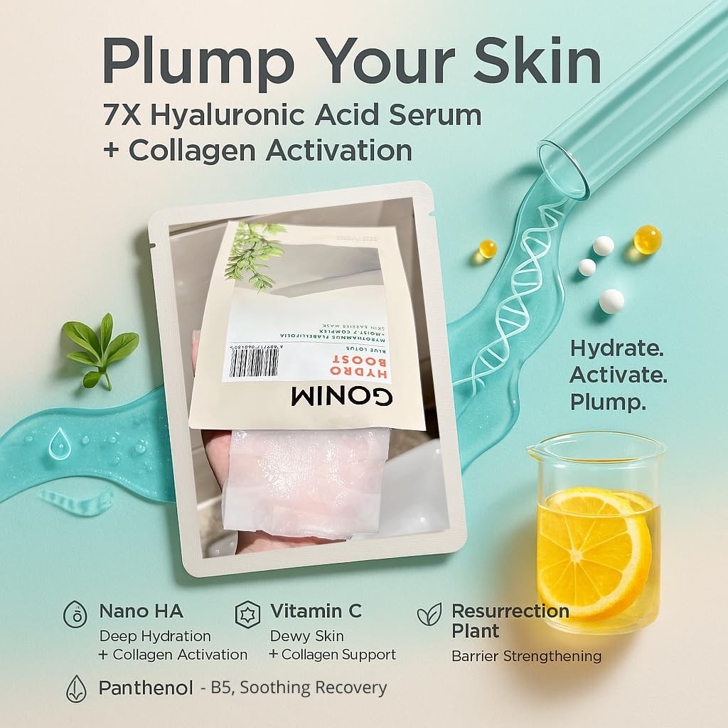 Collagen Sheet Face Mask 5-Pack - Hyaluronic Acid & Vitamin C