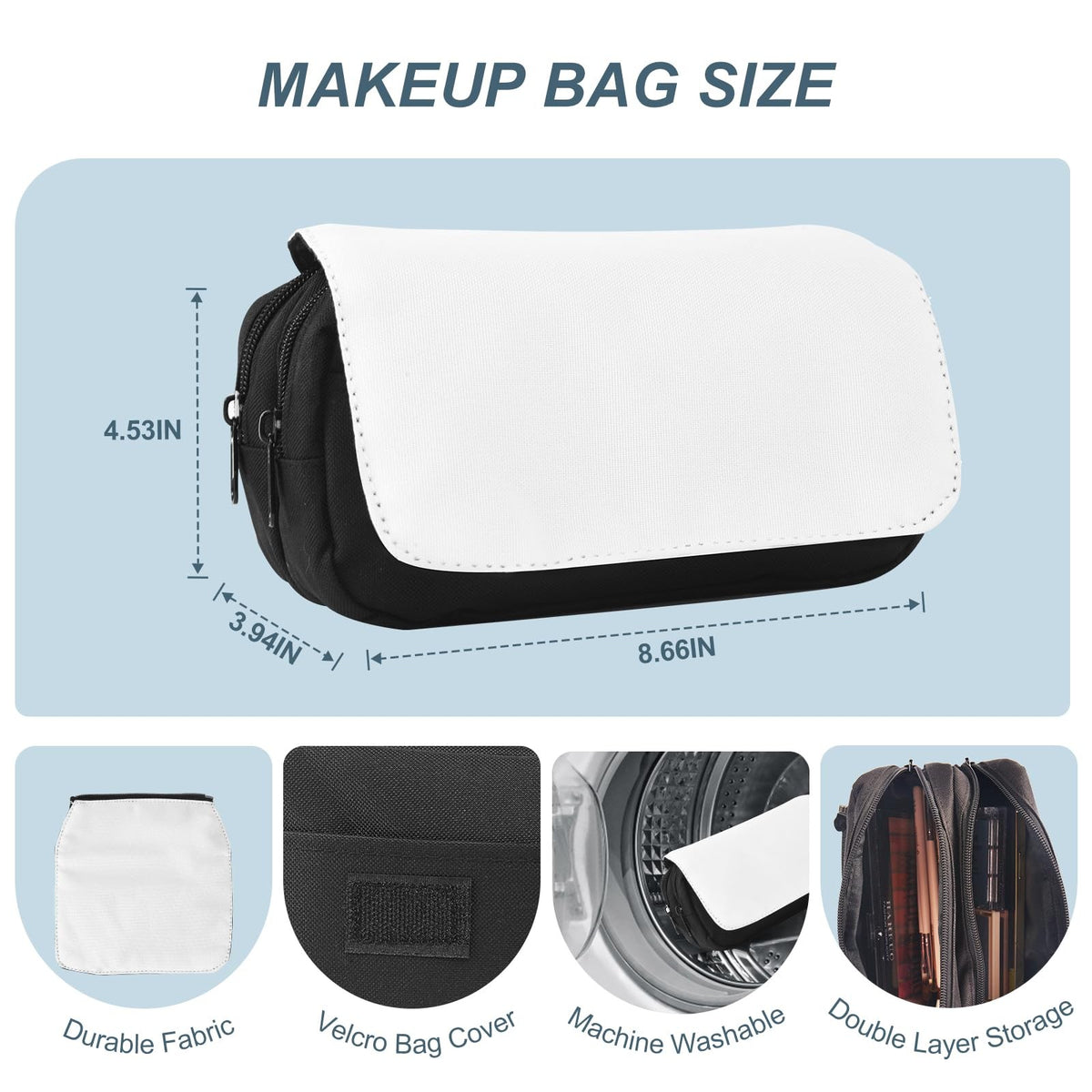 8-Pack Sublimation Makeup Bag Blanks - DIY Travel Toiletry Organizer