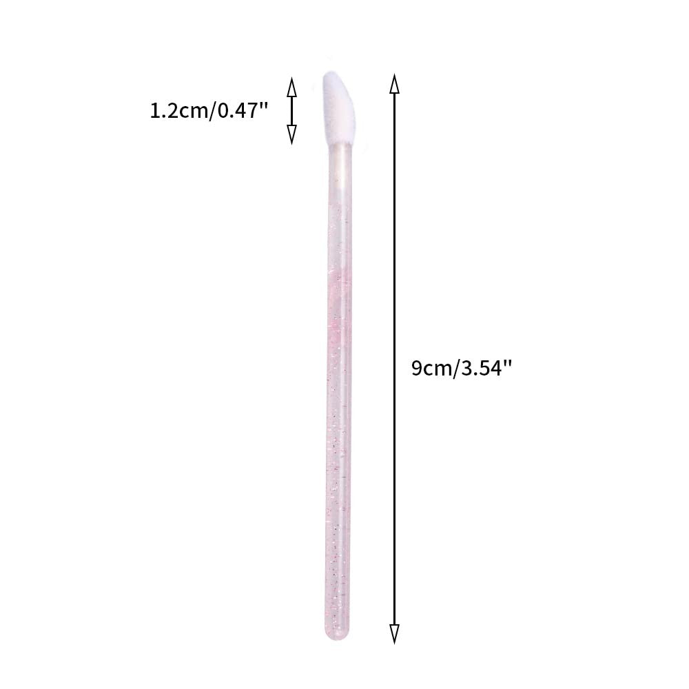 Disposable Glitter Crystal Lip Brushes 100 Pack - Pink