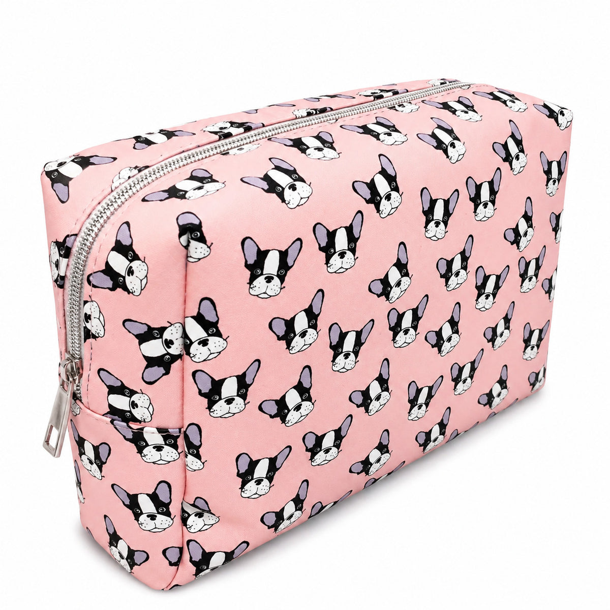 Pink French Bulldog Cosmetic Travel Organizer Bag for Makeup & Toiletries