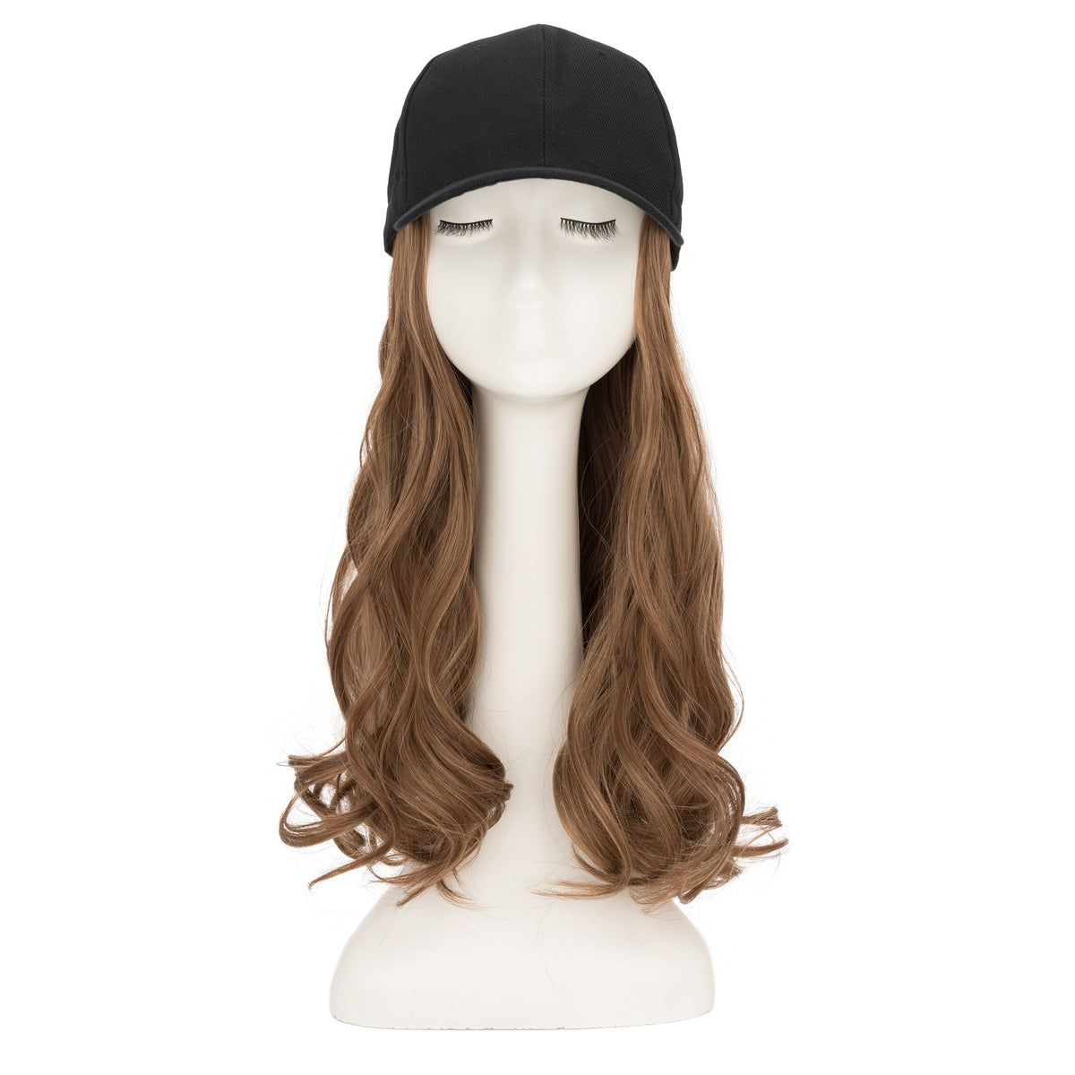 Women Baseball Cap Hat with Wavy Synthetic Hair Wig - Natural, Ombre