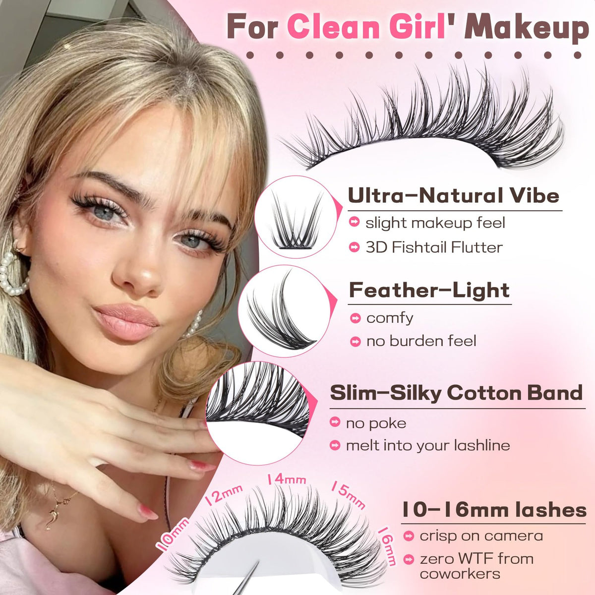 False Eyelash Clusters Kit Wispy Natural Lashes for DIY Glam - Pack of 300