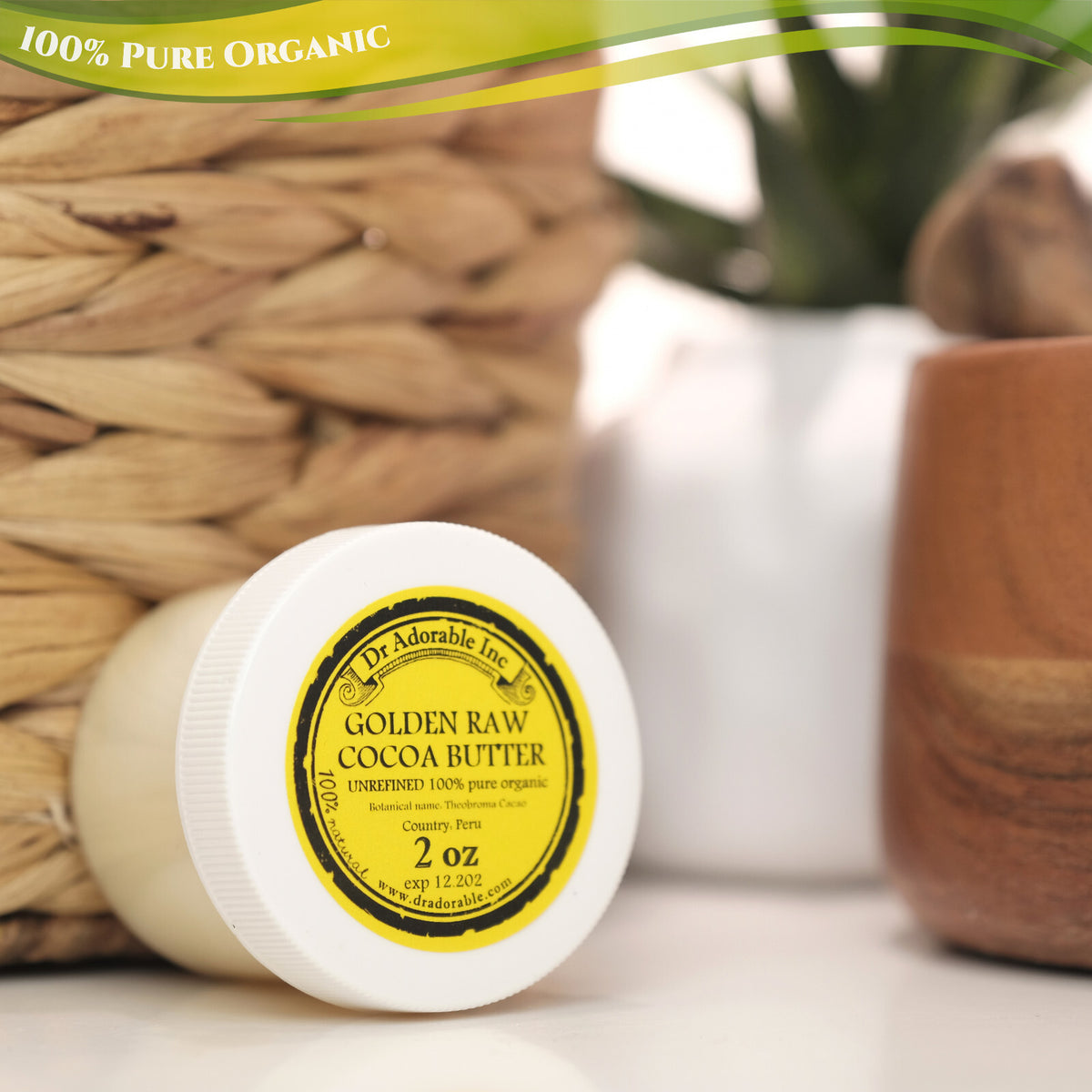 Organic Cold Pressed Cocoa Butter - Golden Raw Pure