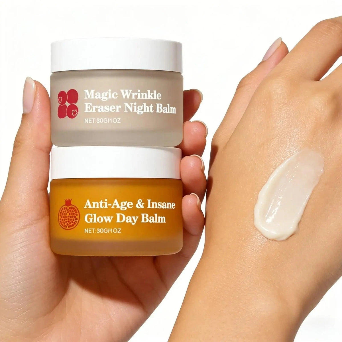 Mature Skin Face Balm Set with Exfoliator & Eye Cream for Women