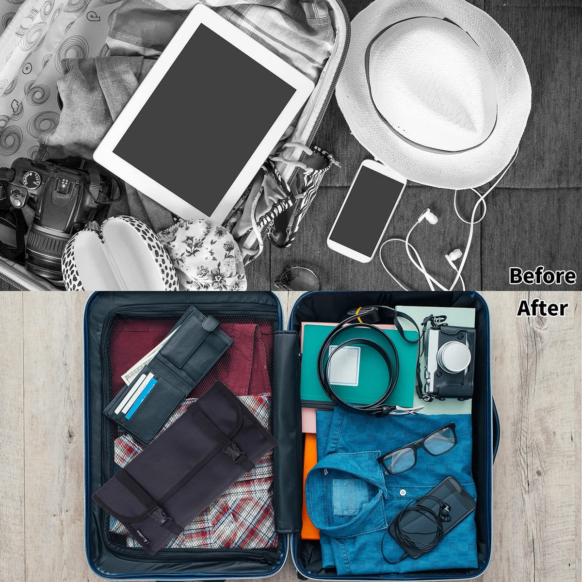 Foldable Clear Hanging Travel Toiletry Bag Cosmetic Organizer - Compact & Waterproof
