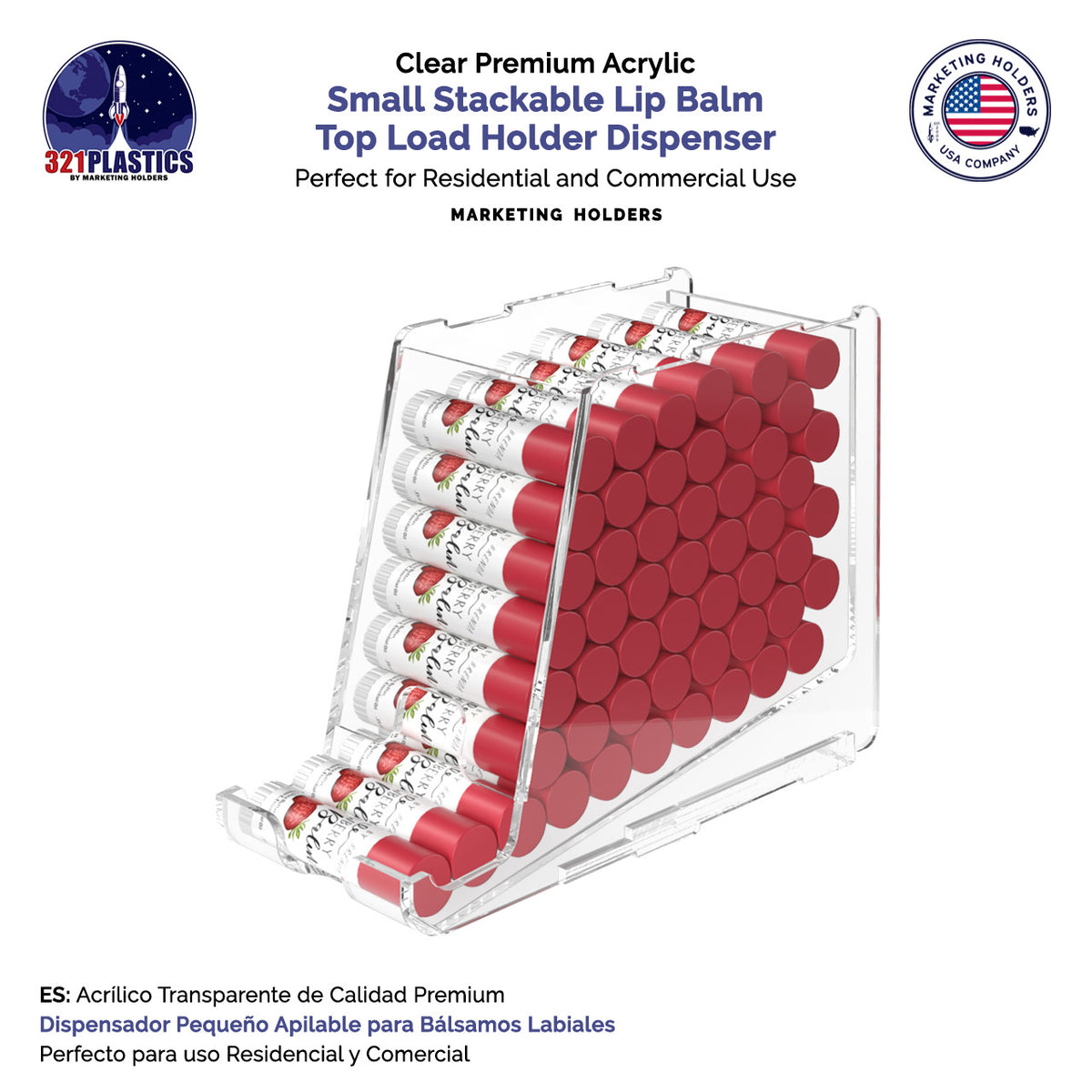 Clear Acrylic Lip Balm & Makeup Display Holder Stackable Countertop Organizer