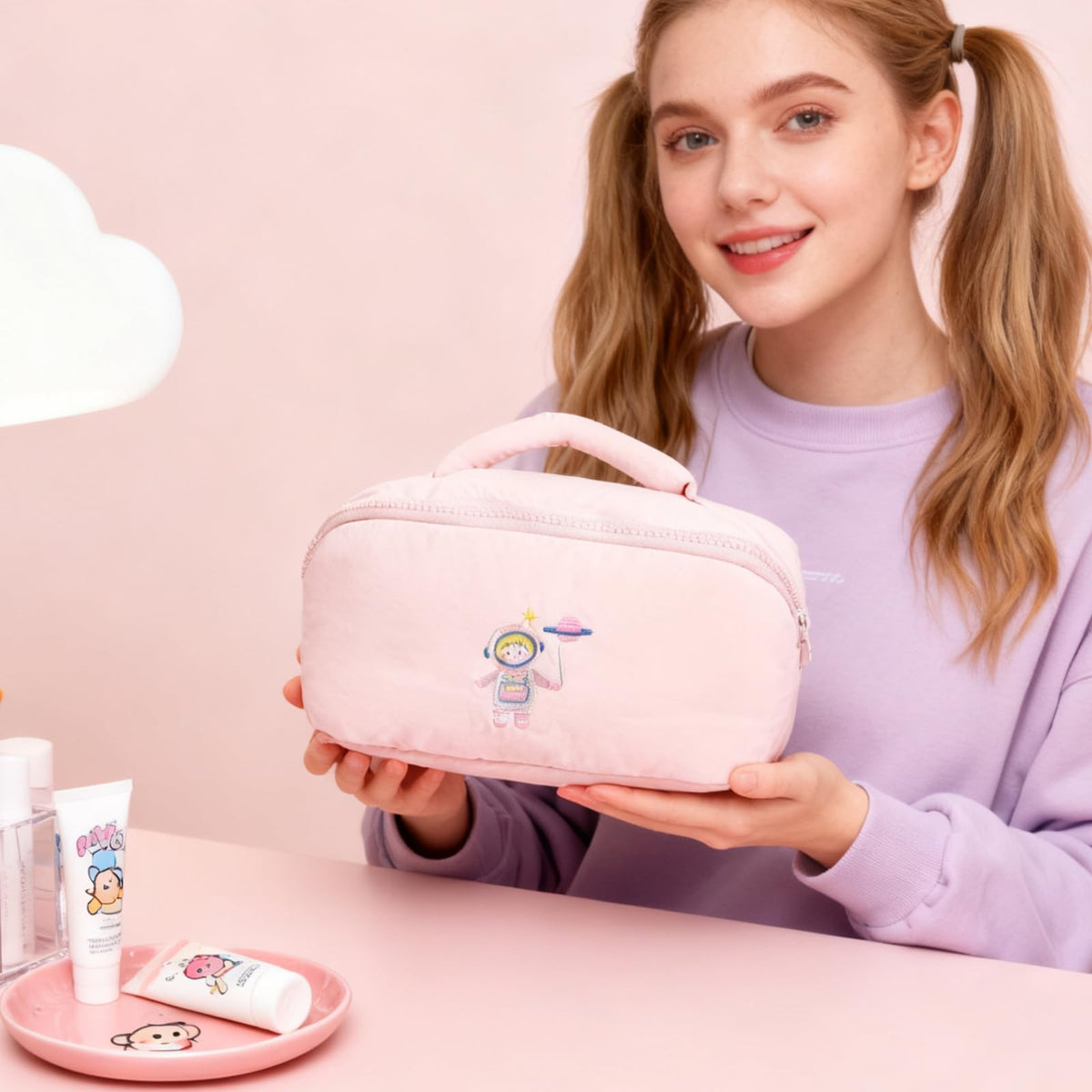 Travel Cosmetic Bag with Large Capacity Water-Resistant Pouch for Women