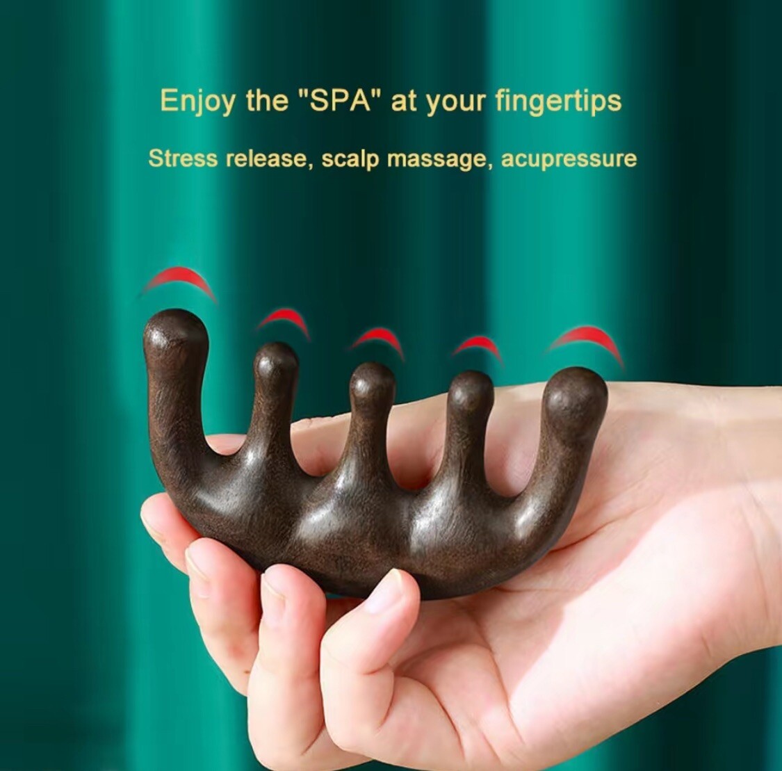 Sandalwood Head Massage Comb for Hair Therapy and Scalp Acupressure