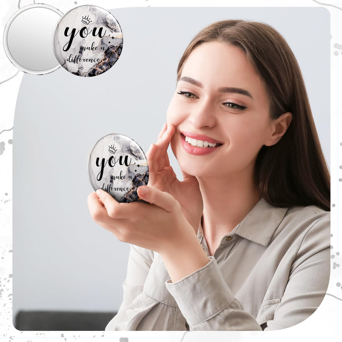 Bulk 100 Pcs Black Compact Mirrors for Makeup & Gifting - 2.76 Inch