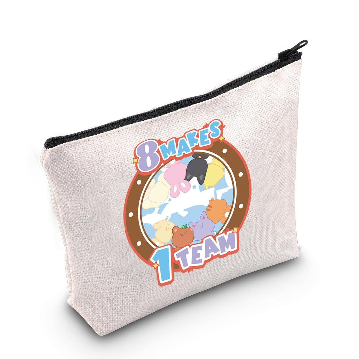 Korean Group Makeup Bag Set - Water-Resistant Canvas, 8-Piece Collection