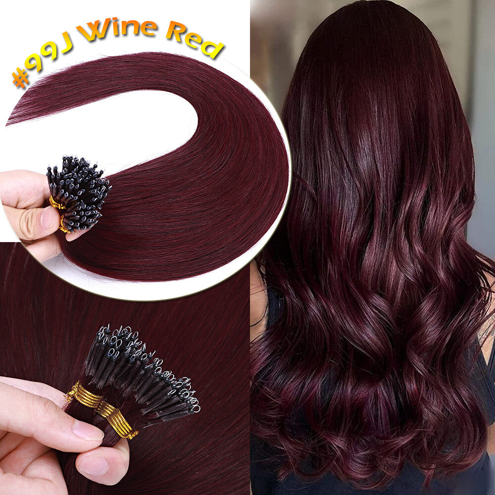 Nano Ring Hair Extensions Thick Straight Human Remy Micro Beads 14-20 Inch