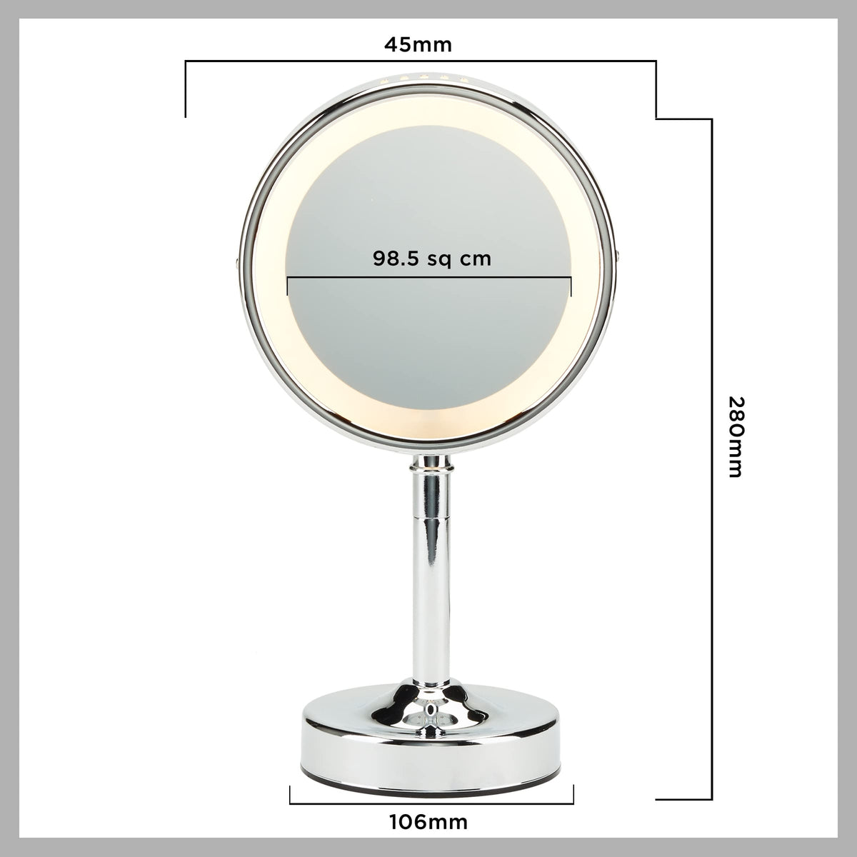 Lighted Makeup Mirror with 5X Magnification - Double-Sided Vanity Mirror