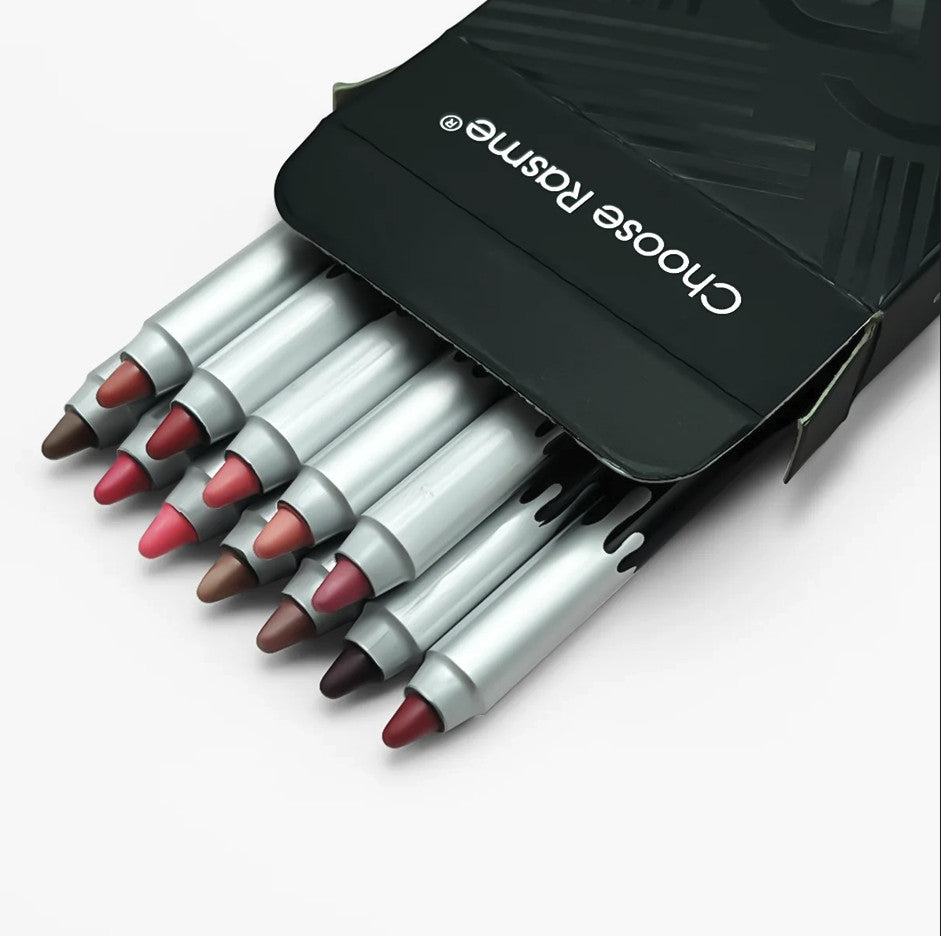 12pcs Matte Lip Liner Set Long Lasting Lipstick Pencils Makeup Kit